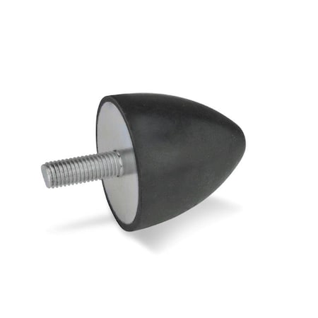 GN453-50-68-M10-S-55 Rubber Bumper Cone Stainless, Threaded Stud